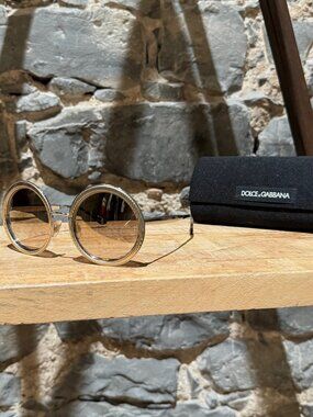 Dolce & Gabbana DG2179 Gold Round Metal Sunglasses